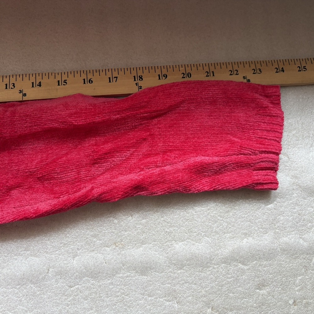 Vintage Catherine Steward Chenille Cardigan Women M Pink Black Loop Collar Y2K - Picture 8 of 9